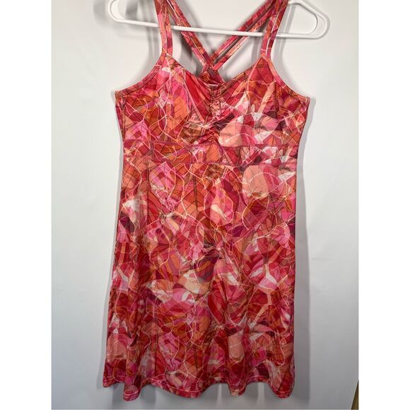 Marmot Women's Geometric Sleeveless Shelf Bra Racerback Taryn Dress Red Orange M - Picture 1 of 9